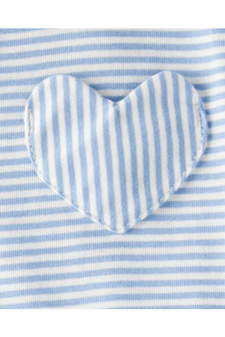 Set dos piezas de algodón, pantalón y body con volados y corazón, azul Sin color
