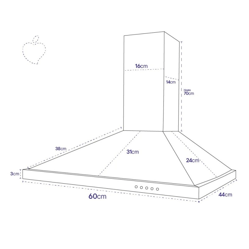 Campana Extractora De Cocina Petra 90cm Premium C/kit Instal Inox Campana Extractora De Cocina Petra 90cm Premium C/kit Instal Inox