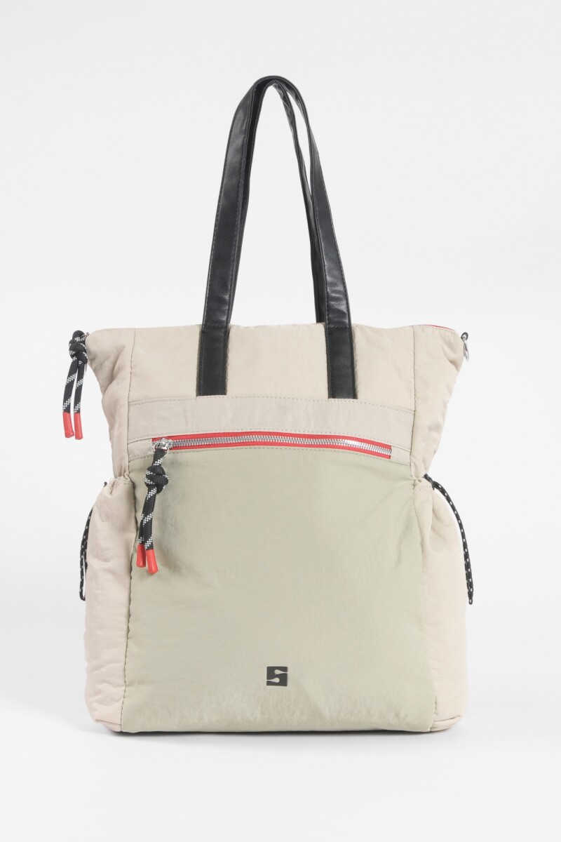 Mochila shopper bolsillos beige