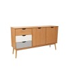 Aparador 2 Puertas 3 Cajones Linea Nordica Roble/Gris claro/Blanco