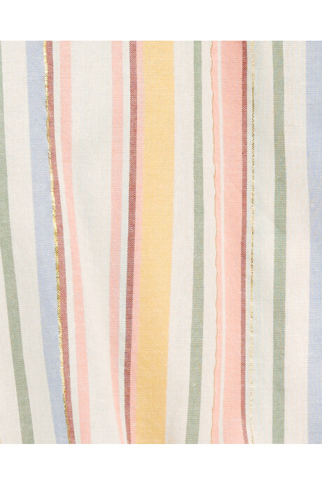 Blusa de algodón con lazo, diseño a rayas Sin color