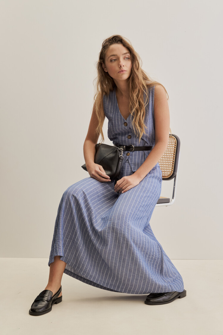 FALDA SARANDI STRIPED Azul Marino