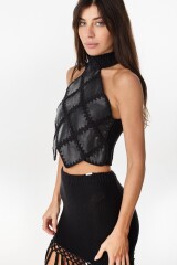 Top Leather Goth Negro