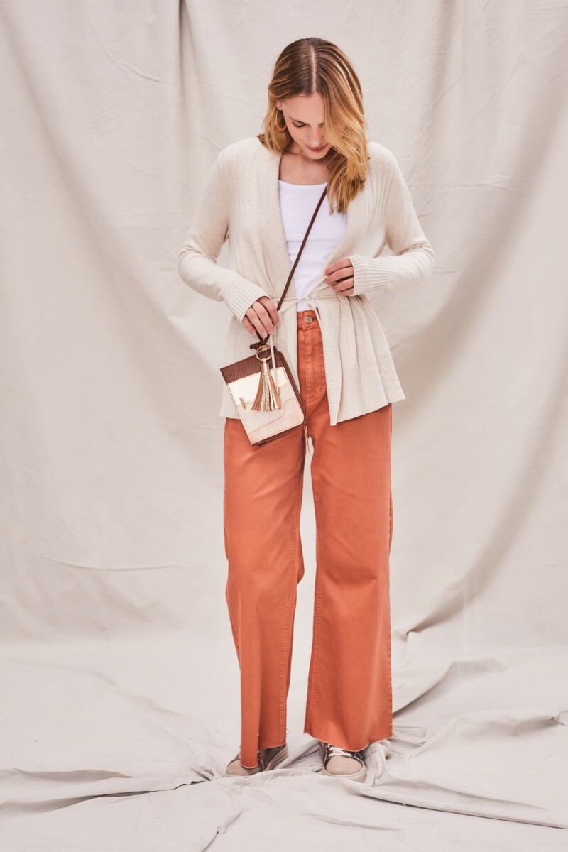 Cardigan C/solapa Algodón Elastano Beige Melange