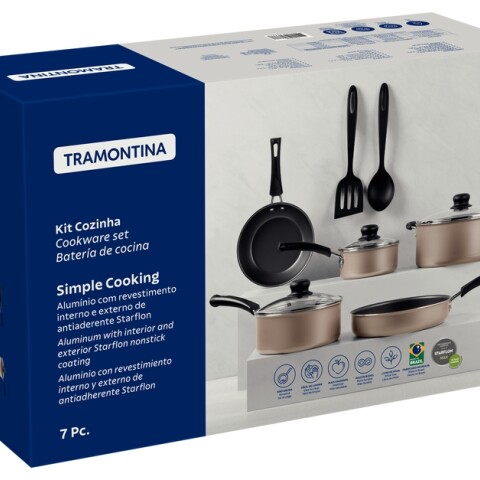 Batería cocina champagne 7 pzas. "Simple Cooking" TR6252