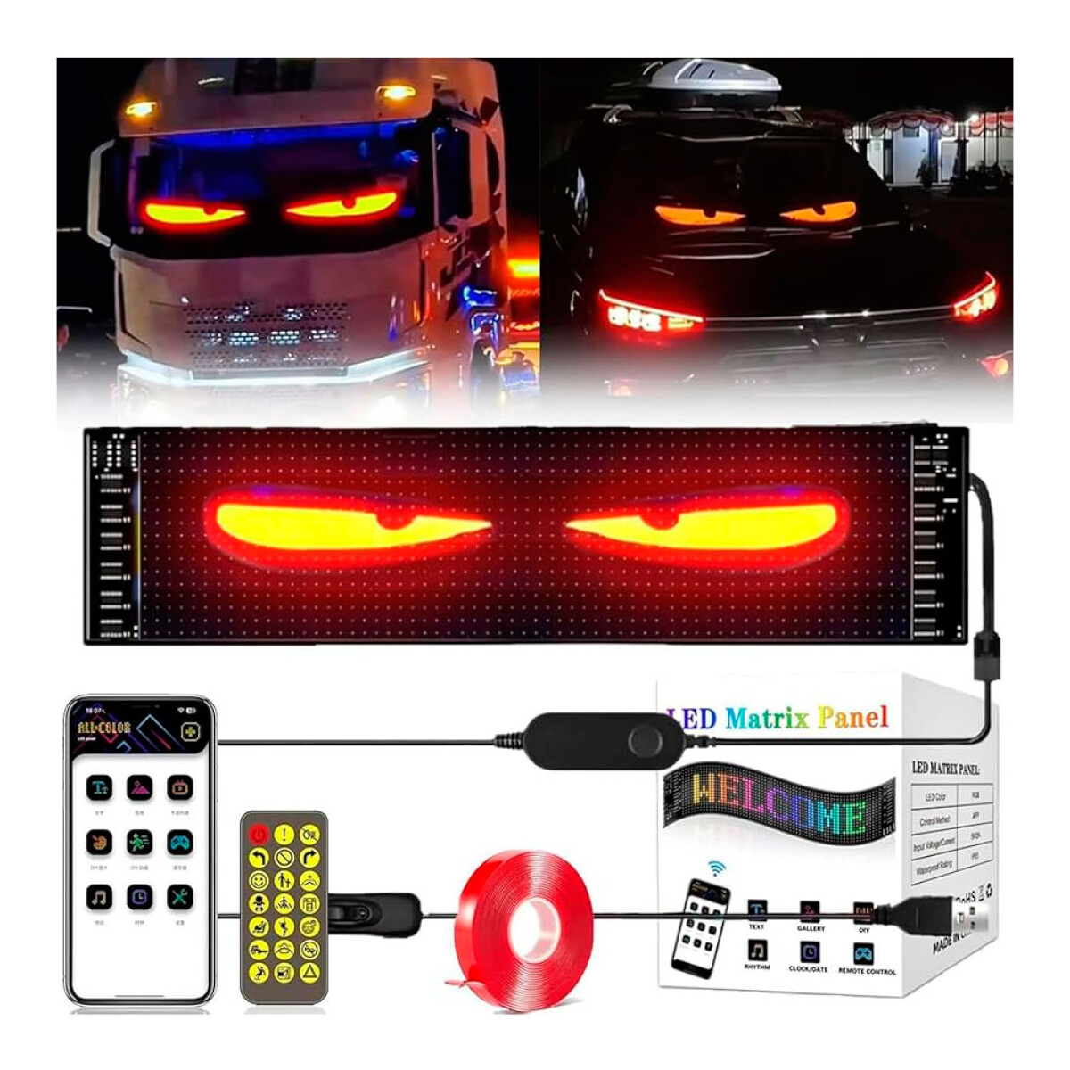 FAROL - PANEL LED PROGRAMABLE 37X9CM AUTO CAMION NEGOCIO - 