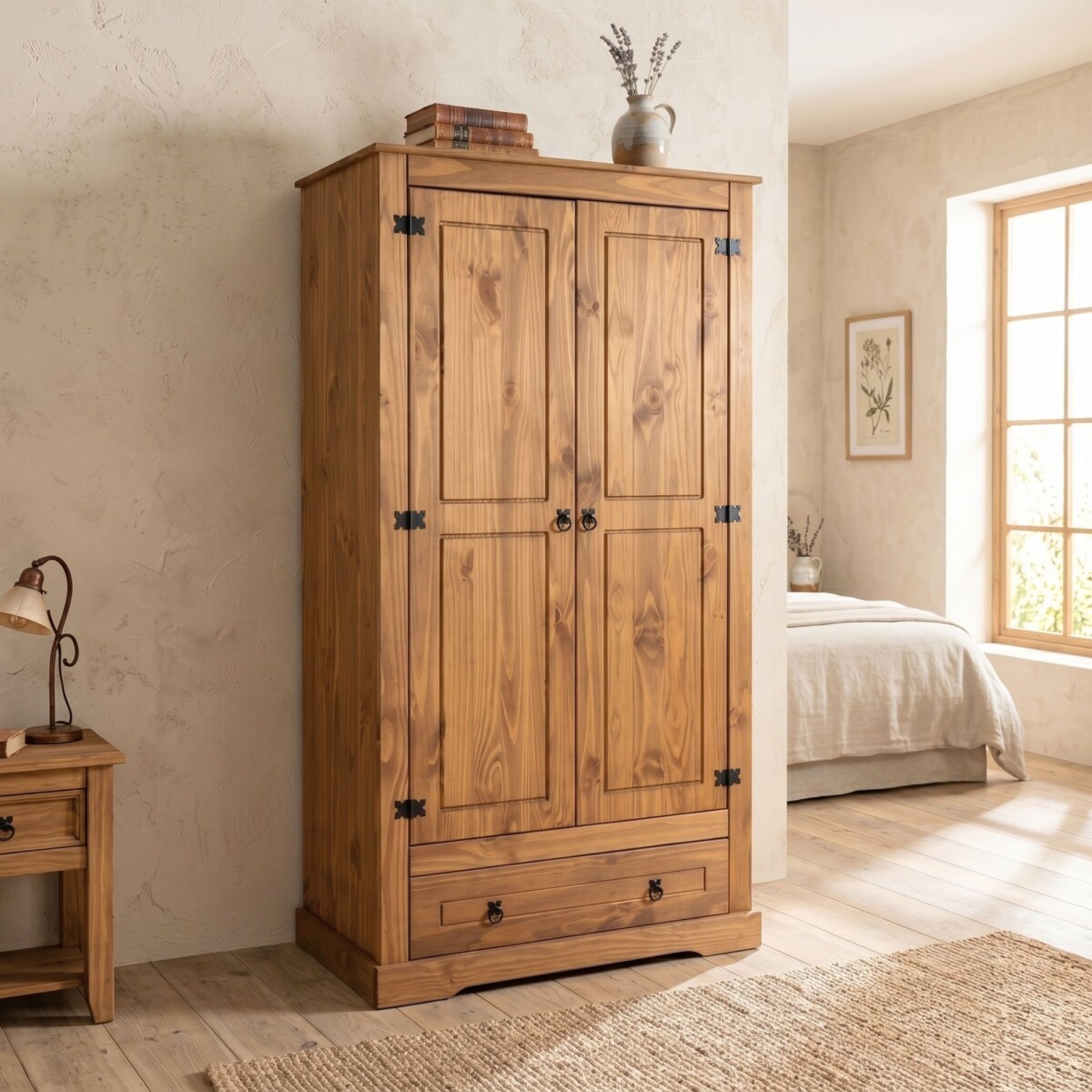 Ropero 2 puertas 1 Cajón Madera - Linea Mexicana - Nogal 