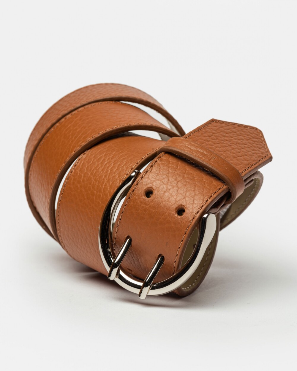 Cinturon Indie En Cuero Graneado Marron