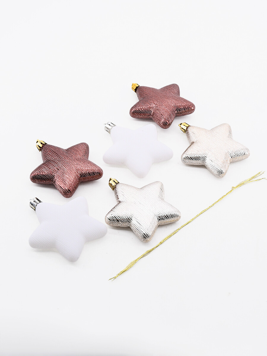 ADORNO COLGANTE ESTRELLA 6 PCS - CAFÉ 