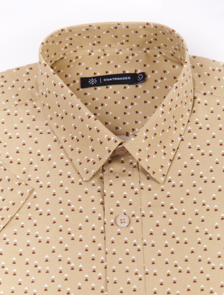 Camisa m/c estampada beige