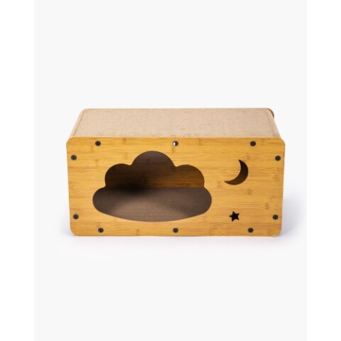 Cama casita de madera con rascador Nube 60*30*30cm Cama Casita De Madera Con Rascador Nube 60*30*30cm