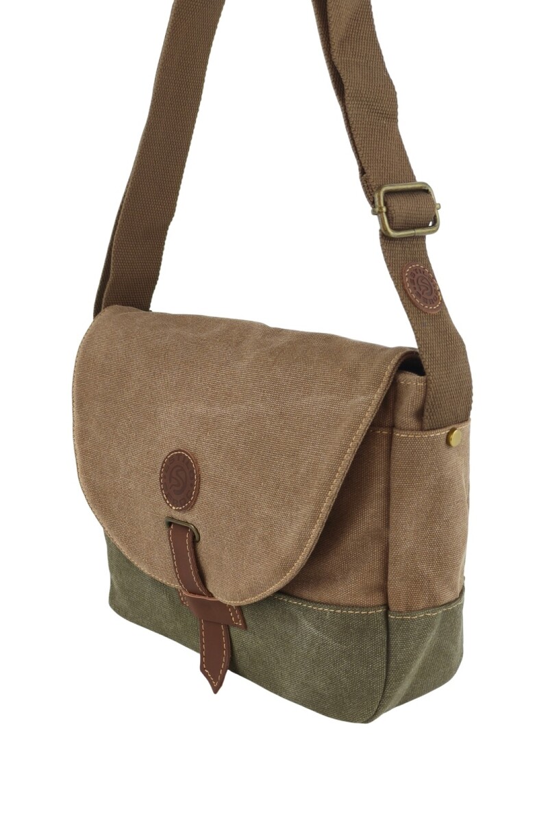 Morral con solapa Marrón con Verde