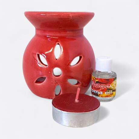 Set De Hornito + Esencia + Vela Rojo