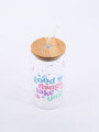 VASO VIDRIO CON SORBITO Y TAPA BAMBOO TRANSPARENTE
