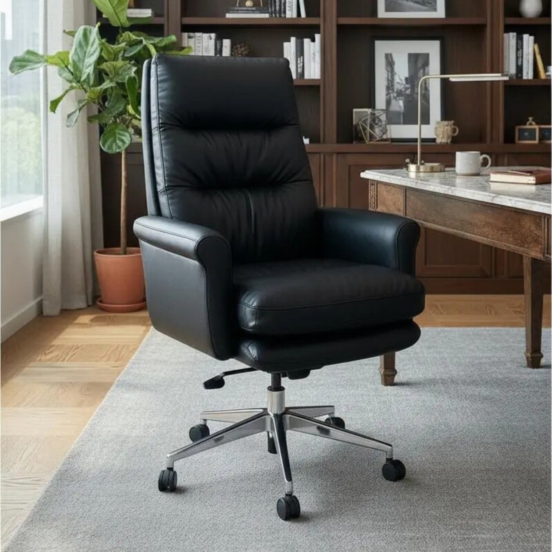 Silla de oficina Giratoria en Ecocuero Modelo Boss Negra Silla de oficina Giratoria en Ecocuero Modelo Boss Negra
