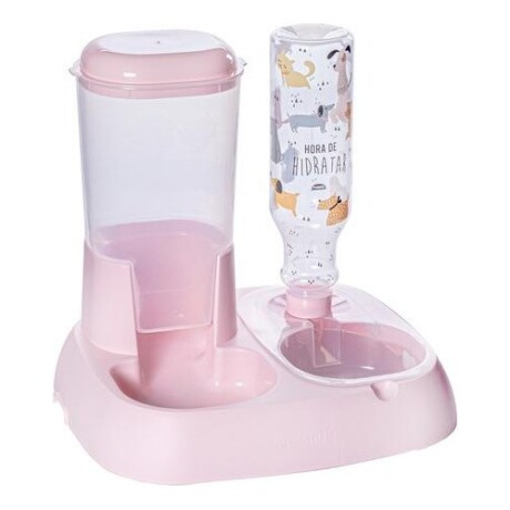 Comedero 1,5kg y bebedero 1lt en plástico para mascotas Plasutil Rosa
