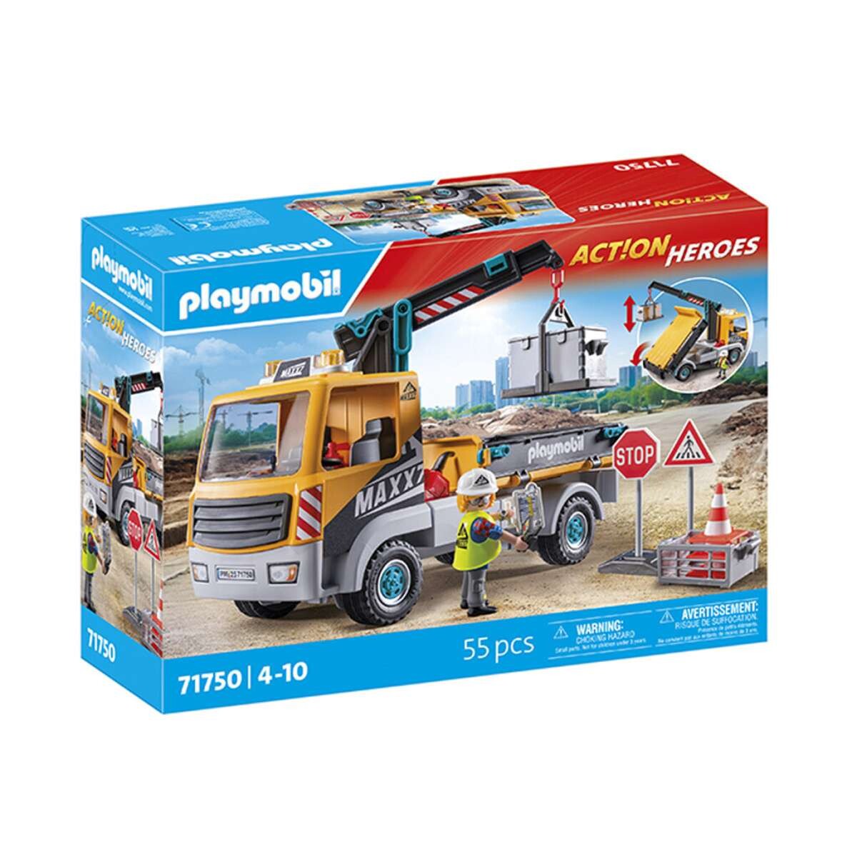 Camión de Construcción con Grúa Playmobil con Figuras - 55 Piezas 