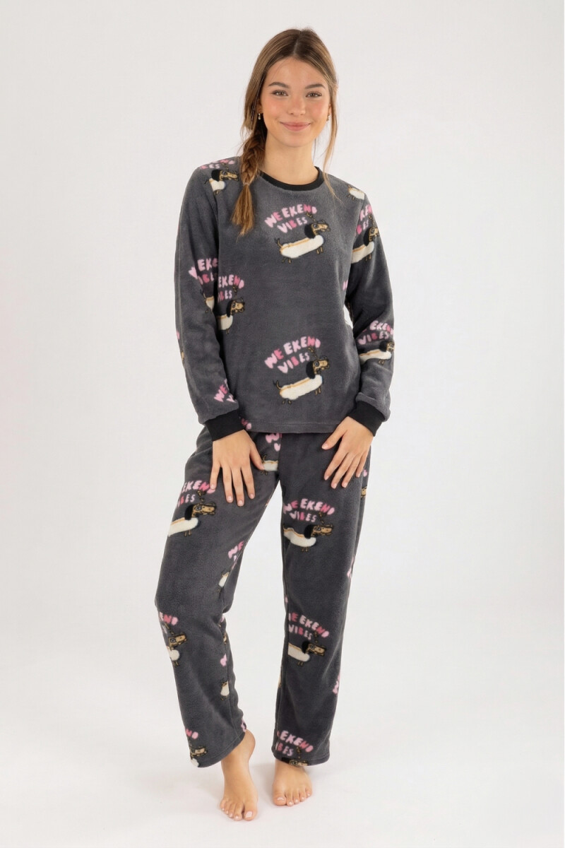 Pijama polar salchicha Gris oscuro