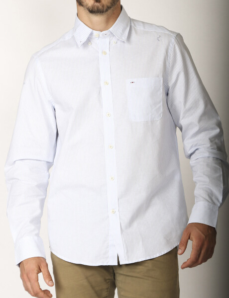 Camisa Harrington Label Blanco/celeste