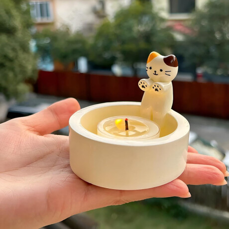 Portavelas de cerámica gatito Naranja