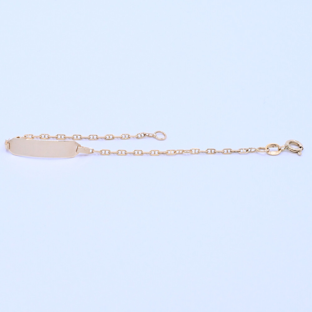 Pulsera oro 18k con placa de identidad para bebé. Pulsera oro 18k con placa de identidad para bebé.