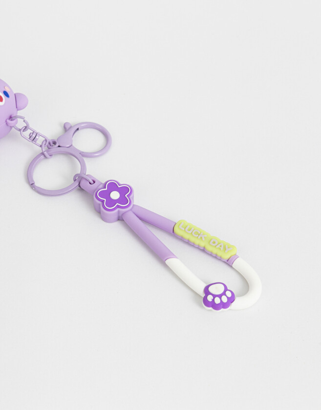 Llavero Lúdico Llavero Y Charm De Osito Con Tag - Violeta Lila