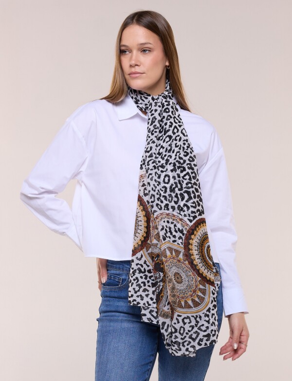 Pashmina Animal Print Y Mandalas MULTI/NEGRO