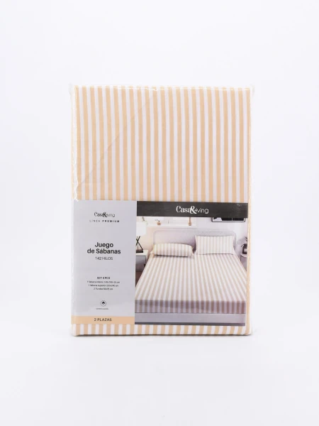 JUEGO DE SABANAS 2 PLAZAS BEIGE