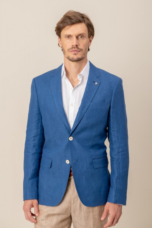 Saco Lino Custom fit Blue