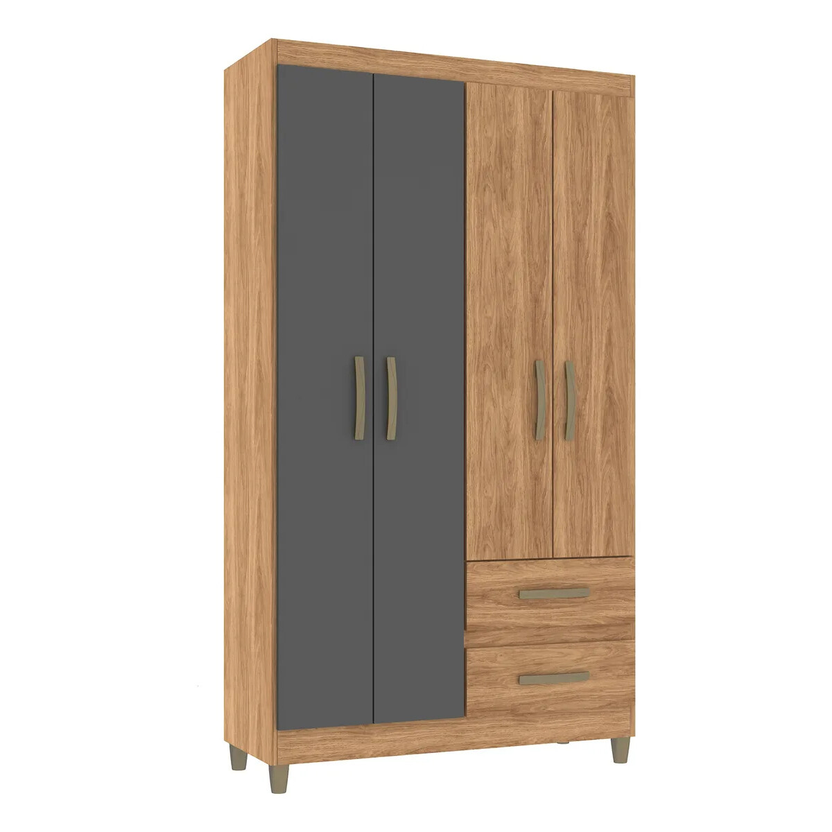 ROPERO 4 PUERTAS 2 CAJONES GUARDARROPA ARMARIO CLOSET PLACARD - MARRÓN-GRIS 