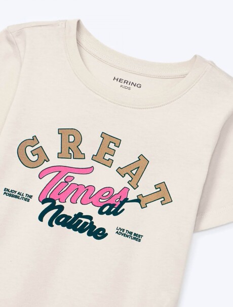 CAMISETA INFANTIL CON ESTAMPA BEIGE