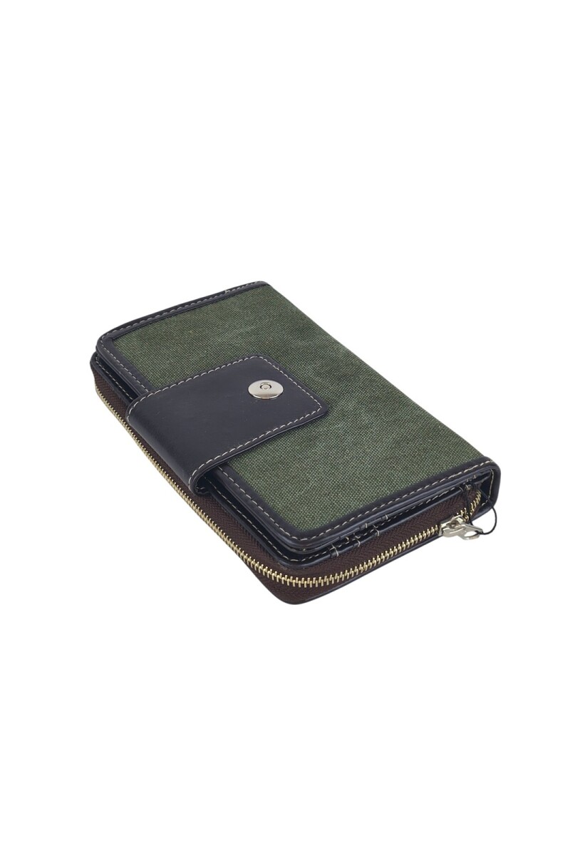 Monedero grande con lengueta Verde