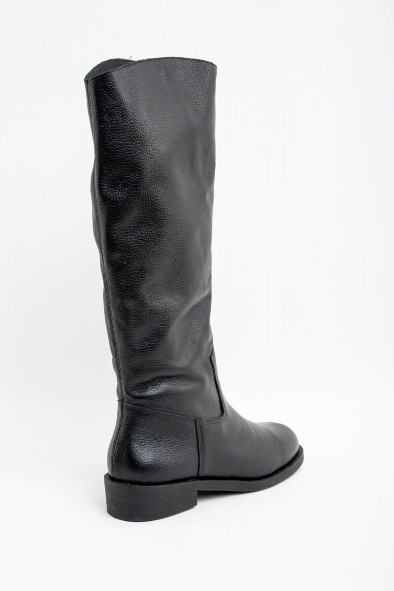 Bota Caña Alta Cuero Negro