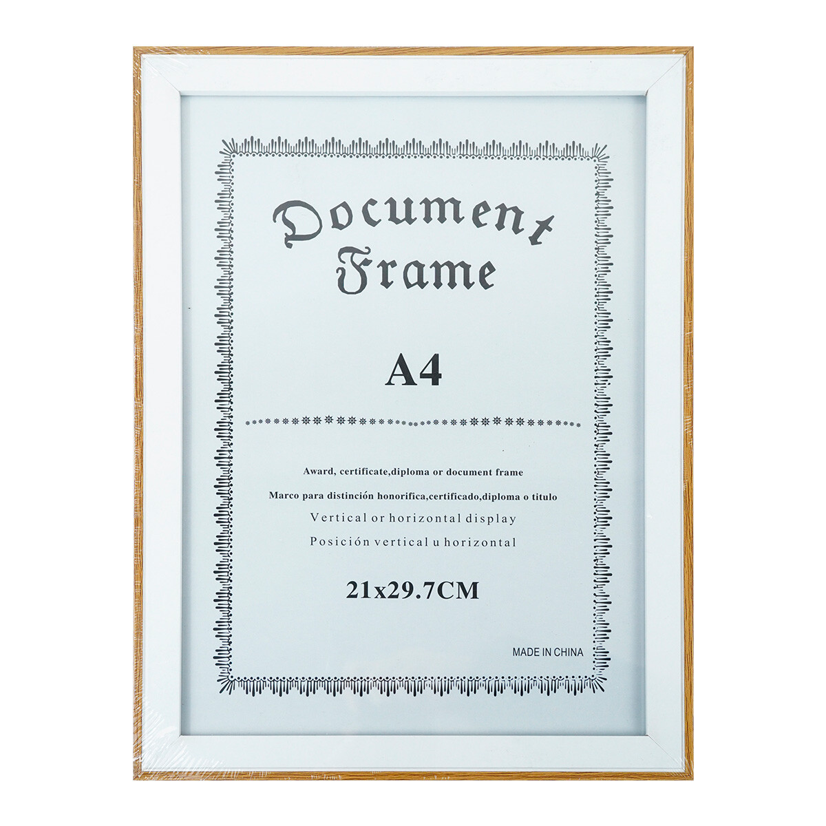 Porta certificado A4 con marco de madera 