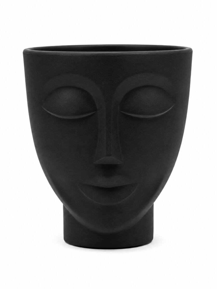 MACETA FACE MUJER PLASTICA NEGRO