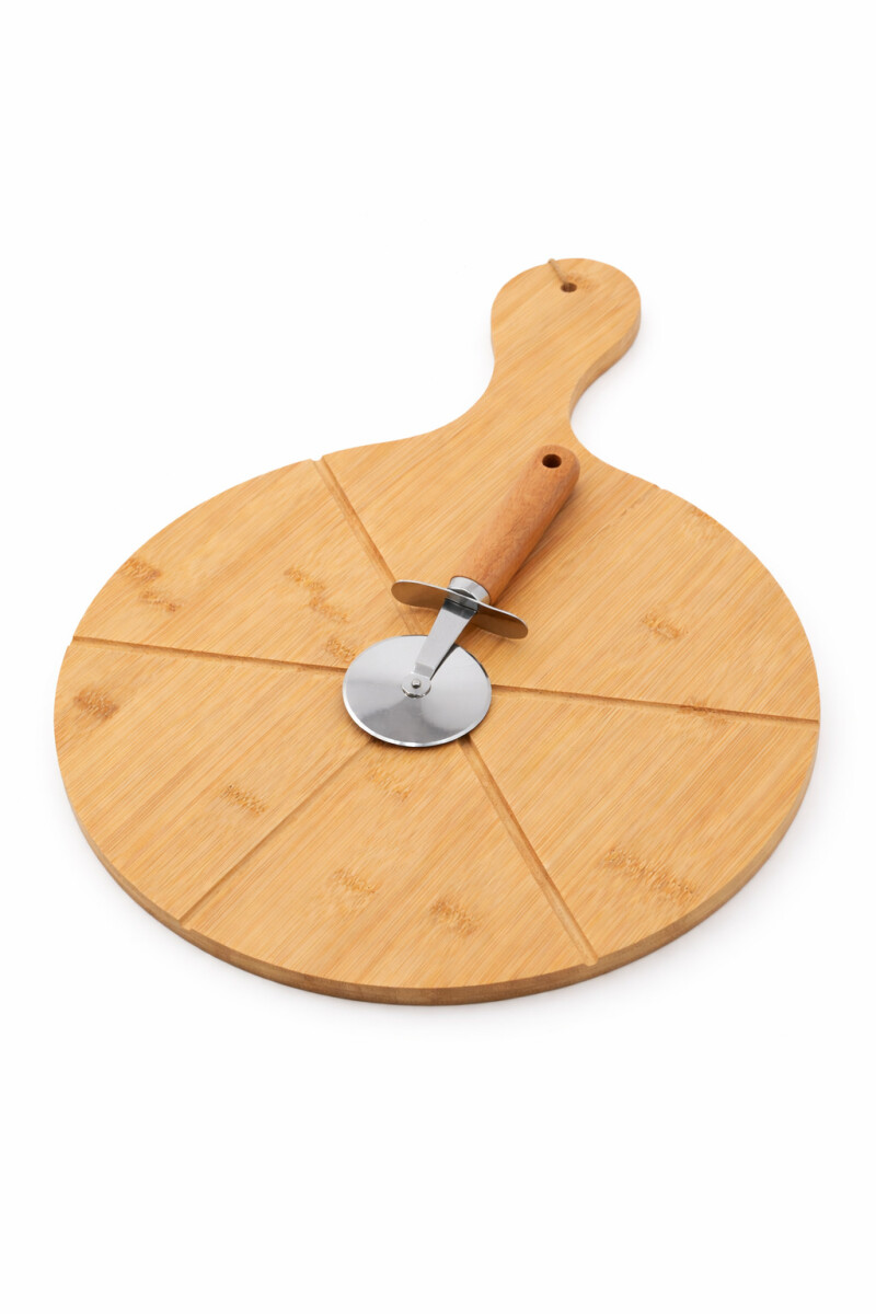 TABLA DE PIZZA CON CUCHILLO - MADERA 