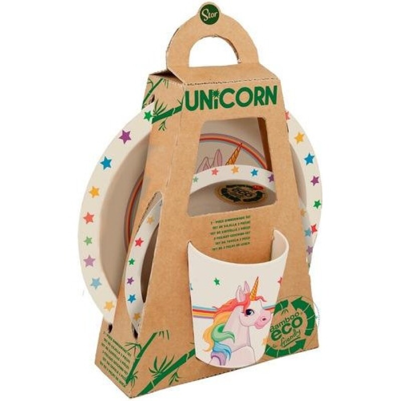 Set de vajilla para niños en fibra de Bambú ecológica 3 piezas Unicornio Set de vajilla para niños en fibra de Bambú ecológica 3 piezas Unicornio