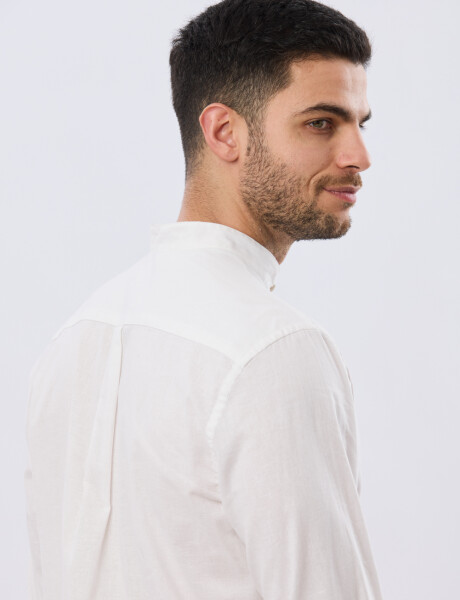 CAMISA LISA DE LINO CUELLO MAO Blanco