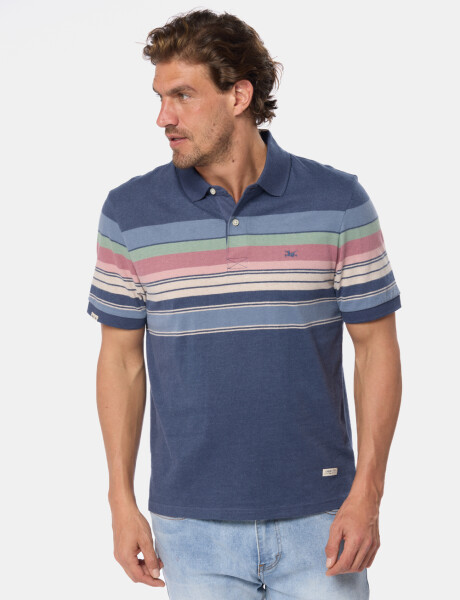 REMERA POLO RAYADA Azul
