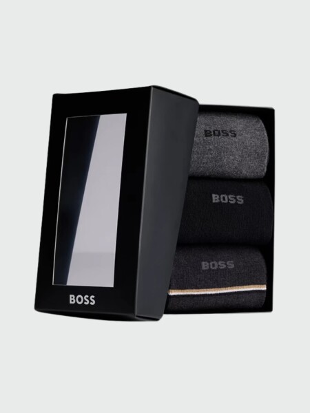 BOSS - Pack X 3 medias de largo medio Carbón
