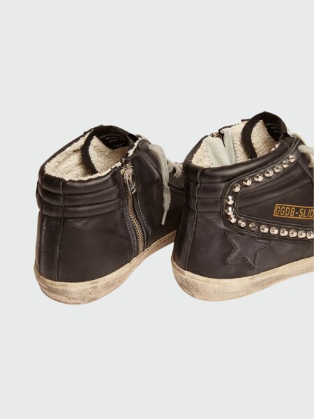 GOLDEN GOOSE - Zapatillas Slide para mujer negras con tachuelas Negro