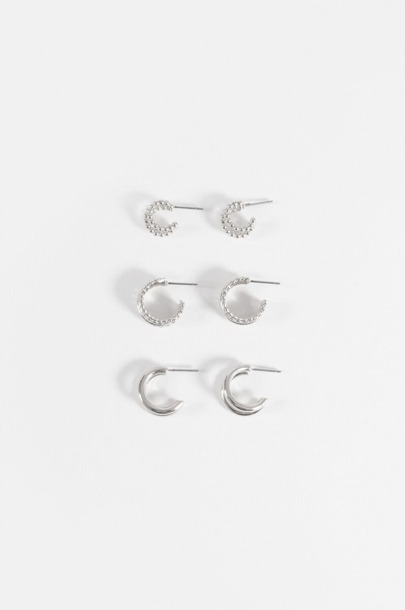 Set de 3 aros dobles - plateado 