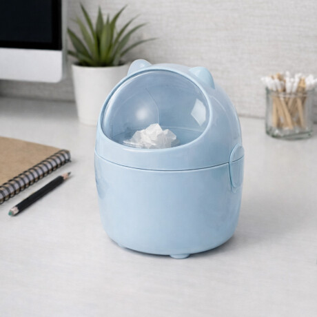 Papelera de escritorio 13x16cm - Gatito Celeste