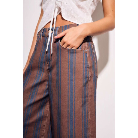 Jean Rayado Extra Wide Leg Chocolate
