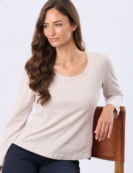 REMERA ESTAMPADA DE ALGODÓN Beige