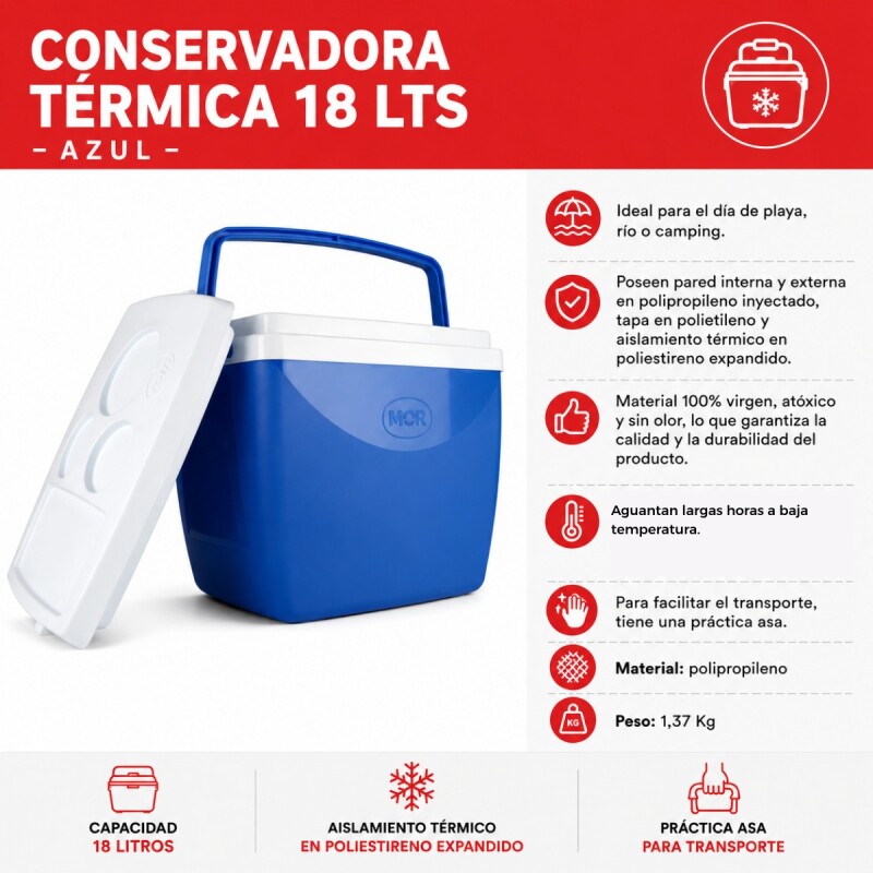 Conservadora térmica 18 lts AZUL
