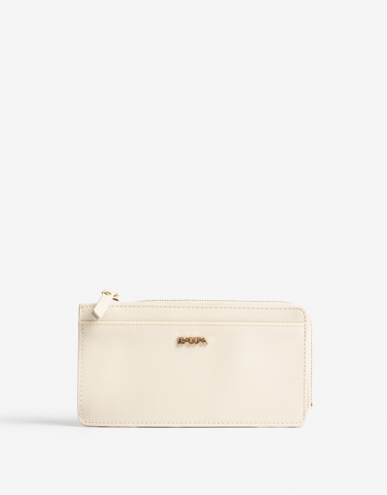 Ficheros Billetera Fichero Rectangular Con Cierre - Blanco Crudo