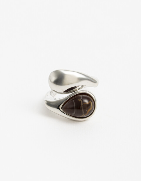 Anillos Medianos y Grandes Resina Anillo Metal Resina - Plateado