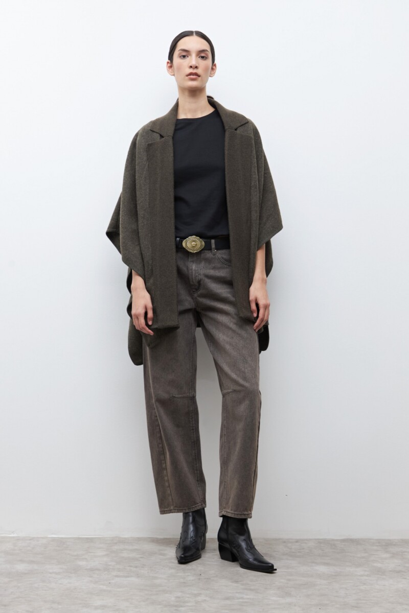 Capa solapa y cuello tejido - verde oliva 