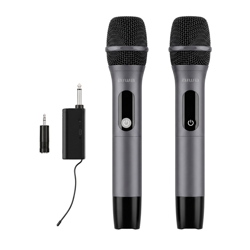Micrófono Inalámbrico AIWA Pack x2 UHF Doble Canal Batería Recargable y Receptor | AWMK108 Micrófono Inalámbrico AIWA Pack x2 UHF Doble Canal Batería Recargable y Receptor | AWMK108